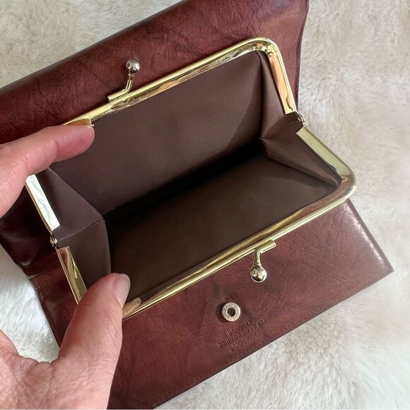 Vintage Buxton Leather Wallet Floral Embossed Top Grain Cowhide Marbled Brown - Picture 11 of 14